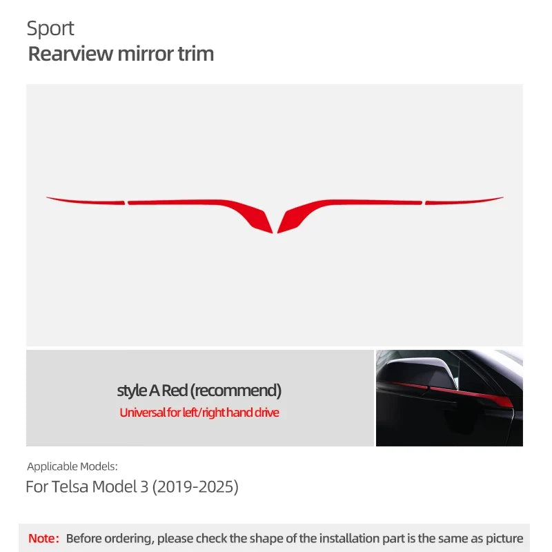 Rearview Mirror Trim Strip Decoration for Tesla Model 3 Highland / Model Y Juniper (2024) | PVC Cover