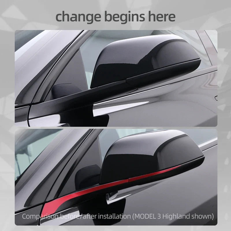 Rearview Mirror Trim Strip Decoration for Tesla Model 3 Highland / Model Y Juniper (2024) | PVC Cover