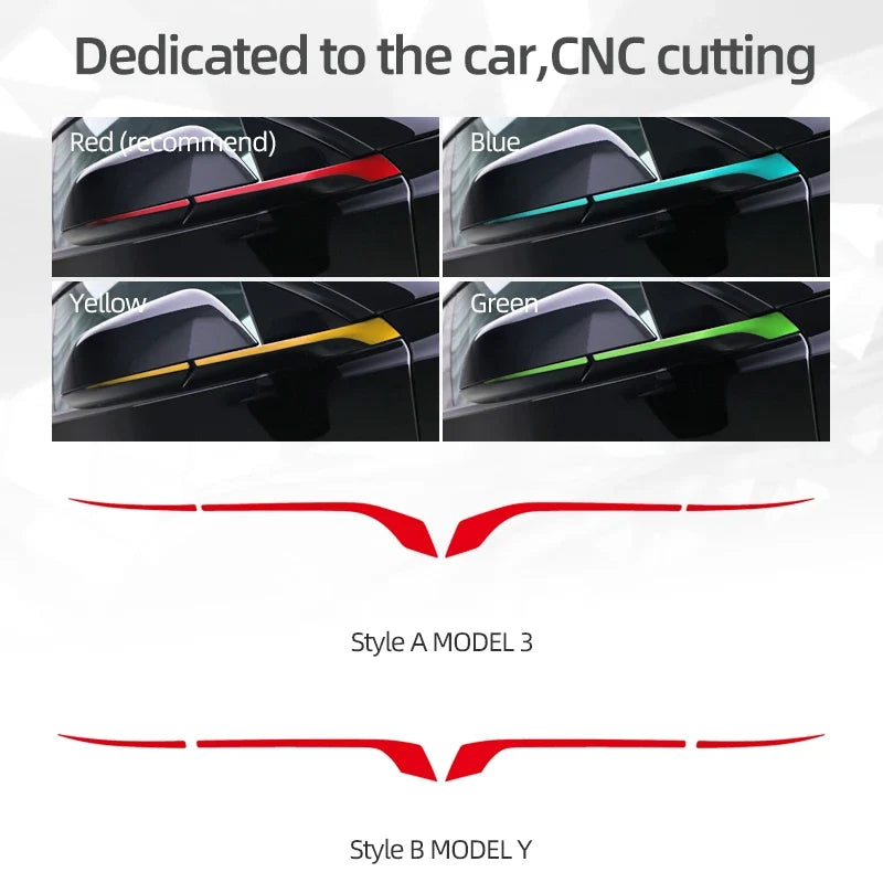 Rearview Mirror Trim Strip Decoration for Tesla Model 3 Highland / Model Y Juniper (2024) | PVC Cover