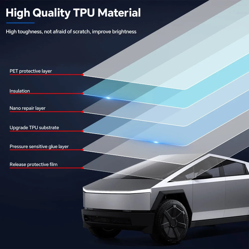 Precut Clear PPF for Tesla Cybertruck (2024–2026) | TPU Anti-Scratch Paint Protection Film