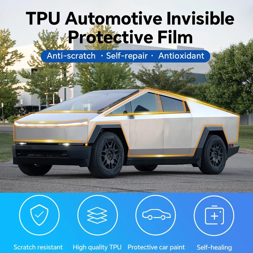 Precut Clear PPF for Tesla Cybertruck (2024–2026) | TPU Anti-Scratch Paint Protection Film